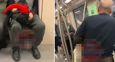 Metroya binen sapık şahıs karşısındaki kadına bakarak kendini tatmin etti!
